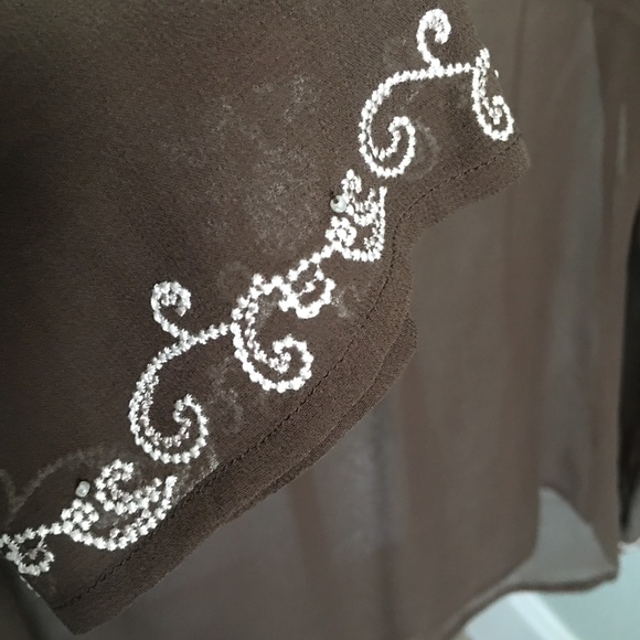 NWT Ann Taylor Embroidered Sheer Blouse, Sz SP - Picture 4 of 7